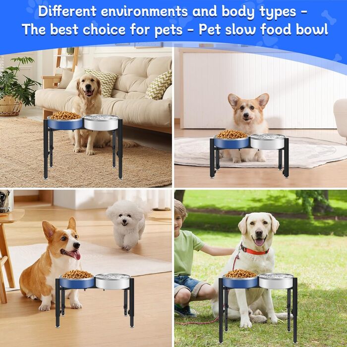 Підставка для корму для собак, регульована по висоті, металева, Quadrangle