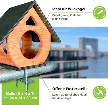 Пташник на балкон GARTENETAGE з натурального дерева, стійкий до погодних умов, проста монтаж