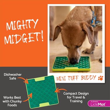 Килимок для собак LICKIMAT Mini Tuff: повільне годування, зменшення нудьги та тривоги, рожевий (жовтий, Buddy)