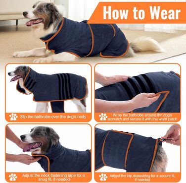 Рушник для собак Hezzuv: ультрапоглинаючий, з мікрофібри, для сушіння після снігу, м'який, двошаровий, для цуценят та дорослих, синій (S)