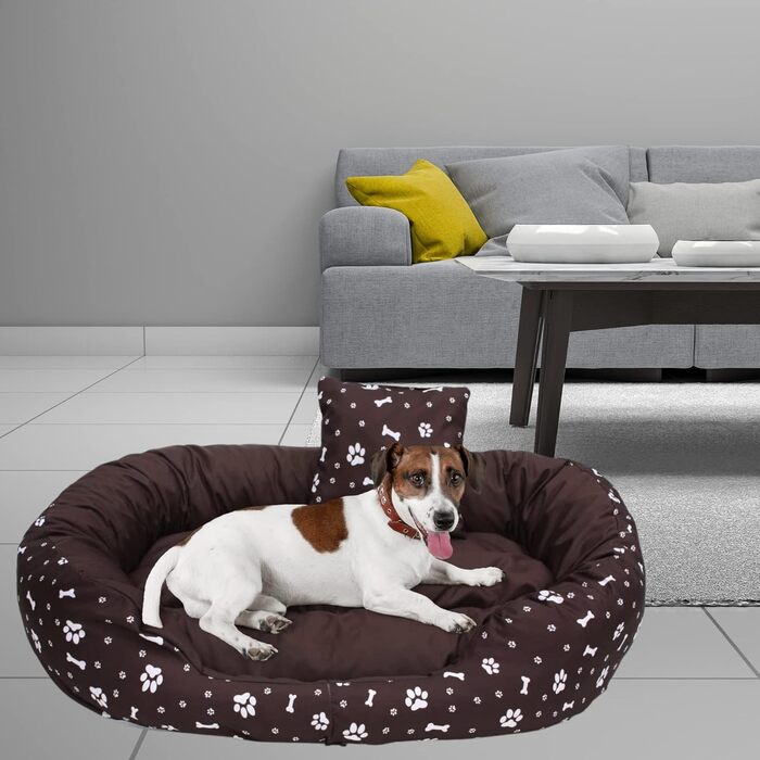 Ортопедичне ліжко для собак Luxus з м'яким бортиком, формастійке, стійке до подряпин, легке у чищенні (колір: коричневий)