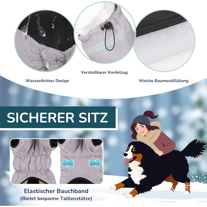 Водонепроникний дощовик для собак середніх та великих порід від ALLSOPETS, тепла зимова куртка з світловідбиваючими смугами, вбудованим шлейкою, захист від вітру для холодної погоди (Класичний чорний, 2XL)