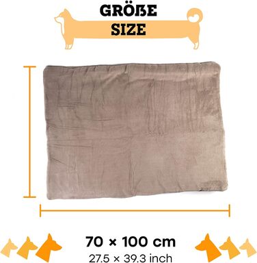 М'яка підстилка для собак, 100x70 см - водонепроникна, миється, нековзна, коричнева