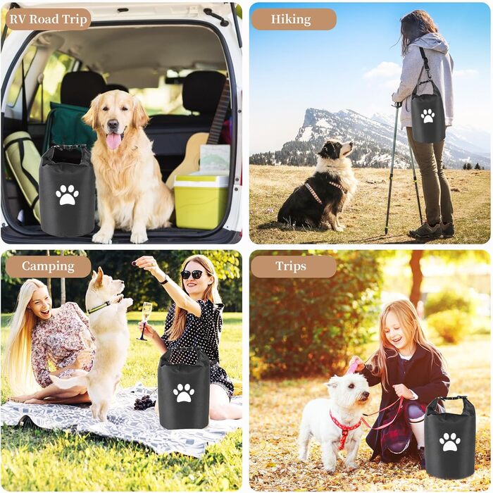 Сумка для подорожей з собакою, 2 шт., 4.98 кг, контейнер для корму з розкладними мисками, не протікає, для поїздок на авто, кемпінгу, екскурсій (Блакитний)