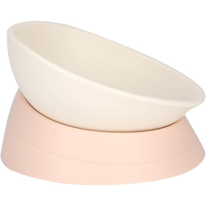 Миска для собак та котів з похилим підставою, неслизька, біла