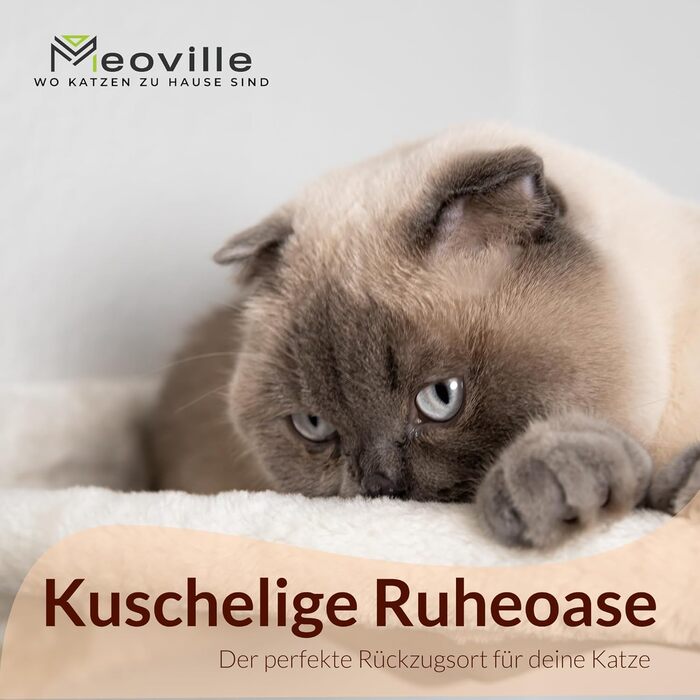 Meoville® настінний комплекс для котів XXL, 4 предмети, масив дерева, суперміцний: гамак, лежак, 2 сходинки, настінний драпак, бежева стінка для котів