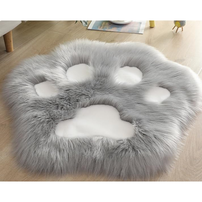 Килимок з лапками собаки, штучне хутро, імітація вовни, 90x90 см, для вітальні, спальні, декору софи, сірий