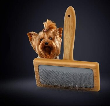Щітка для грумінгу домашніх тварин з дерев'яною ручкою та металевими шпильками. Інструмент для видалення шерсті та розпушування. Підходить для собак та котів.