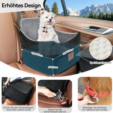 Автокрісло для собак GL GLENSLAVE для маленьких та середніх порід, з товстим шаром підкладки до 16 кг, знімний, пральний авточохол для тварин (чорний/коричневий, чорний/сірий)