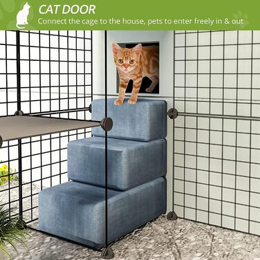 Вуличний котячий вольєр OutdoorCat з великою дверима, 140×105×105 см, будиночок для котів з платформами, DIY будка для собак, просторий тренувальний майданчик для 1–4 котів