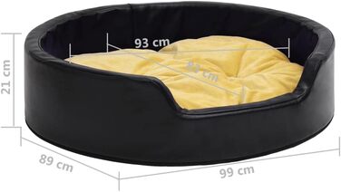 Ліжко для собак vidaXL, чорне-жовте, 99x89x21 см, плюшеве, штучна шкіра