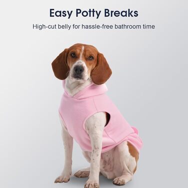 Теплий флісовий світшот-худі IECOii для великих собак, рожевий, 4XL. Комфортний пуловер з капюшоном для холодних днів, підходить для доберманів та інших великих порід.