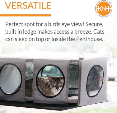 Віконне лежанка-гамак для великих котів K&H Pet Products, міцне котяче ліжко на підвіконня з кріпленням EZ Mount, підвісна полиця для котів, котячі меблі для вікна
