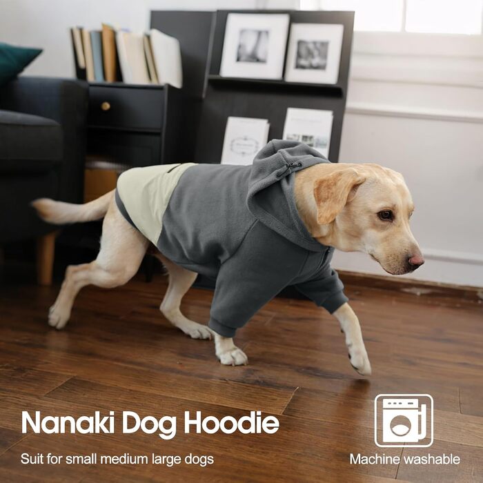Світшот для великих собак Nanaki з капюшоном та кишенею, тепла флісова куртка для хлопчиків та дівчаток, підходить для Бульдога, зимовий одяг для собак, для дому та на вулицю (Сірий, X-Large)