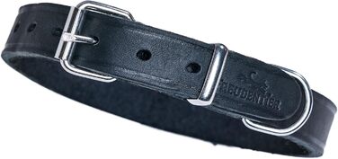 Шкіряний нашийник для собак Freudentier Alsterufer - ручної роботи, з сертифікованої шкіри, для малих, середніх та великих собак (Midnight, 29-40,5 см)