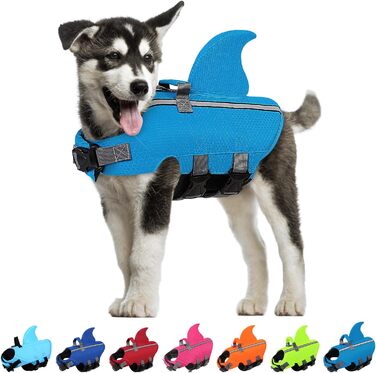 Спасальний жилет для собак Sunfura з ручкою, блакитний, для французького бульдога та інших порід середнього розміру