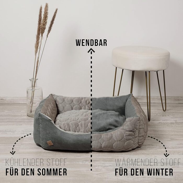 Ліжко для собак Ne&no® 2 в 1: охолоджуючий та зігріваючий матеріал, середні породи, 80x60 см, миється. Персоналізоване собаче ліжечко, блакитне, 35x45 см