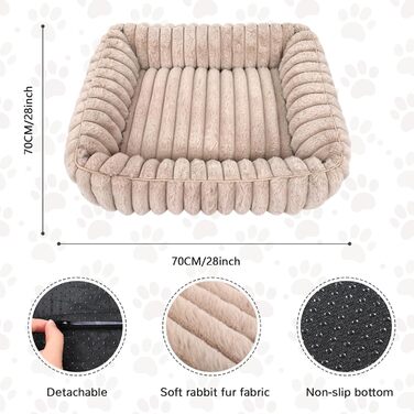 Килимок для кота, круглий лежак для тварин, лежанка у вигляді пончика, лежанка для собак, миючий, плюшевий, з неслизьким дном, м'який бортик (50 x 50 см) (70 x 70 x 20 см, Коричневий)