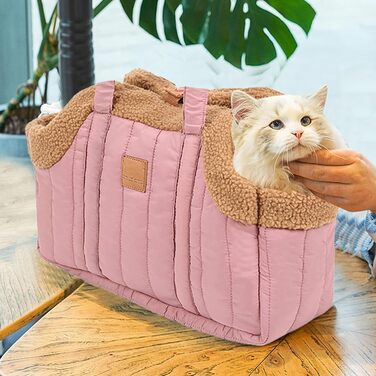 Тепла переноска для собак та котів до 7.5 кг з флісу, універсальна переноска для тварин з плечовим ременем та сумкою для зберігання
