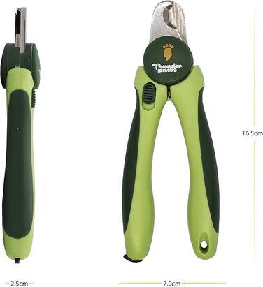 Професійна кусачка для догляду за кігтями собак Thunderpaws з захистом, блокуванням та пилочкою (середня/велика, зелена)