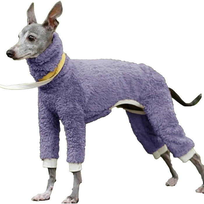 Теплий флісовий комбінезон для собак з принтом грейхаунд, з високим коміром, розмір M (2 шт.)