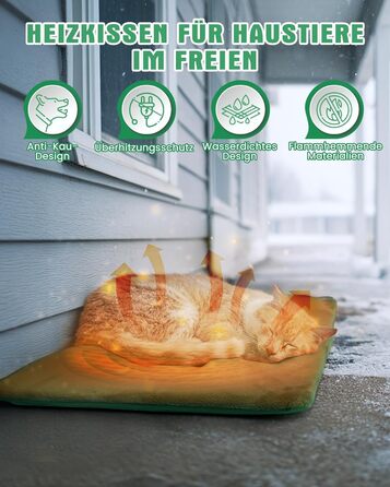 Електричне грілка для тварин на вулицю, вологостійке, з авторегулюванням температури, стійке до укусів, 40*50 см, зелений