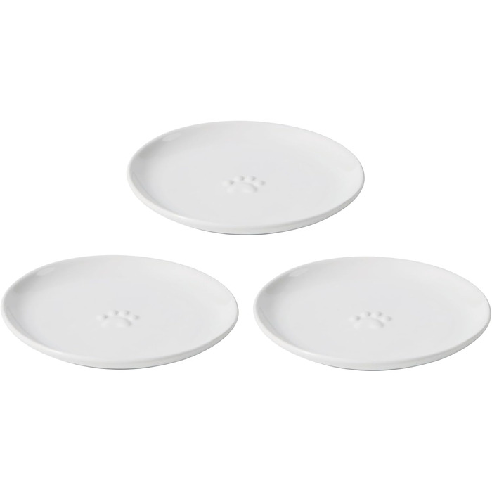 Набори керамічних мисок для котів Havniva (3 шт.) - широкі, білі, для вологого та сухого корму