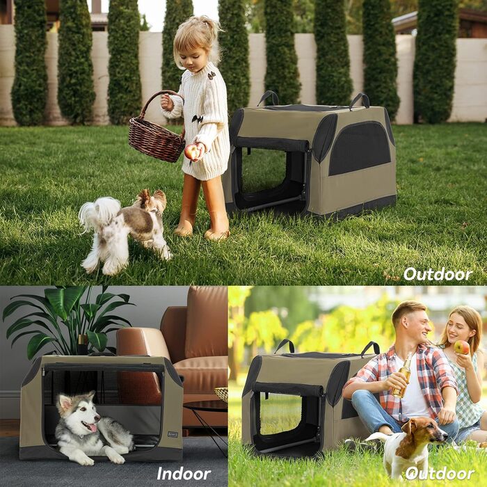 PETSFIT переносна переносна собача переноска для автомобіля та дому, M (76x50x48 см), армійний зелений
