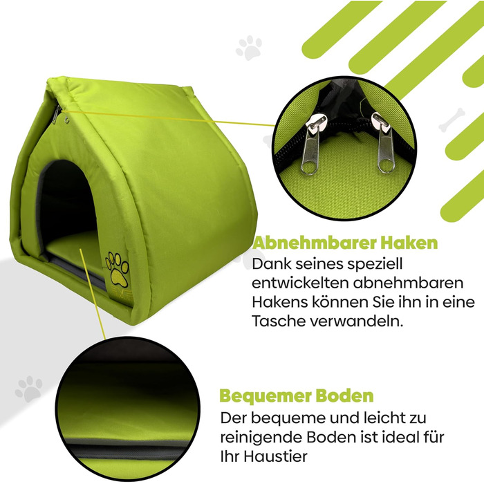 Текстильна будка для собак та котів EVE Textile Eskimo - зелена, 45x45x45 см