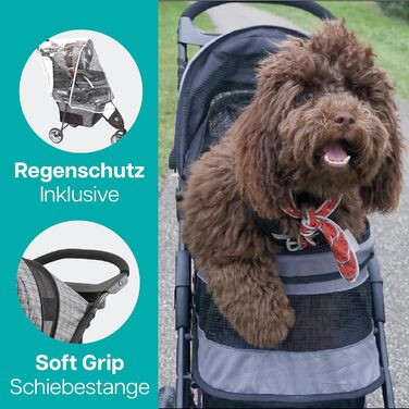 Візок для собак Innopet Buggy Avenue сірого кольору з дощовим захистом