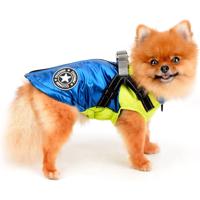 Водонепроникна зимова куртка для собак та котів SALLLEE LUCKY STORE з кільцем D, блакитна (XL)