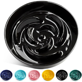 Керамічна миска для собак Slow Feeder, 2 чашки, рожево-чорна, для середніх порід, сприяє звичці повільного годування, 8 дюймів