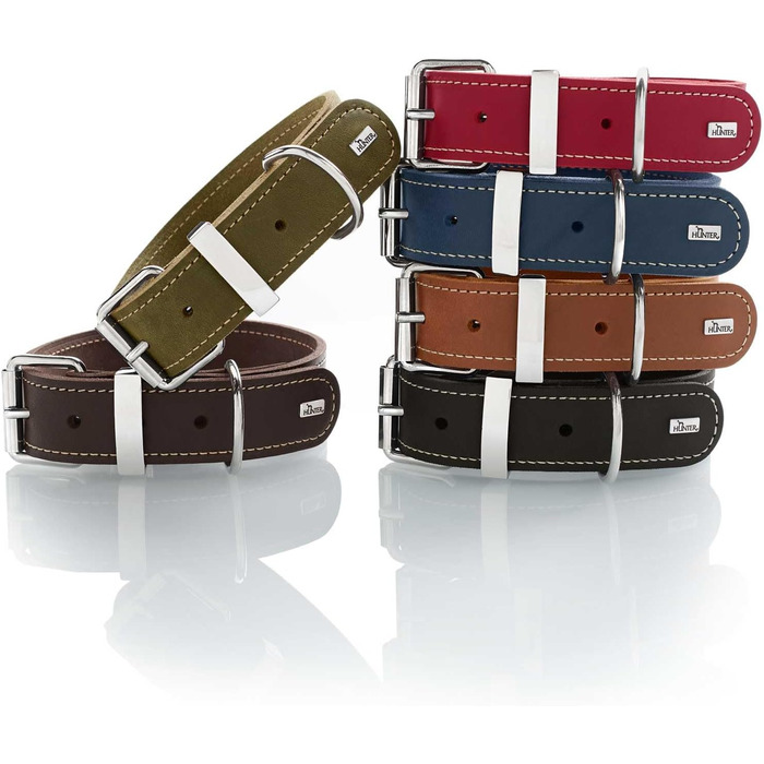 Нашийник для собак HUNTER AALBORG SPECIAL, червоний, шкіряний, міцний, комфортний (M)