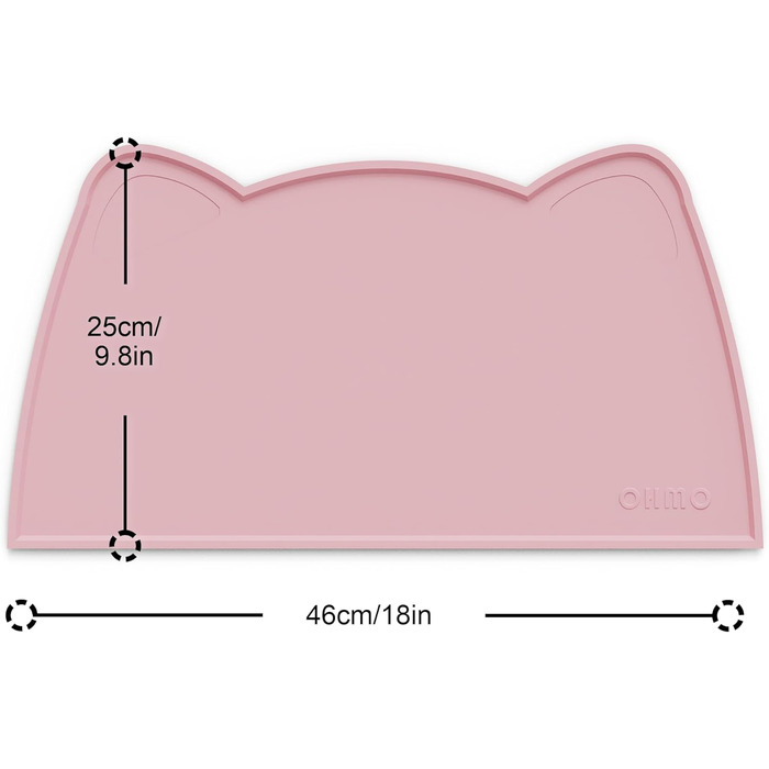 Підкладка під миску для собак та котів OHMO, силіконова, неслизька, водовідштовхувальна, рожева (46x25 см)