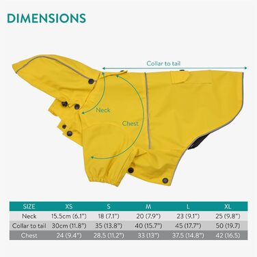 Дощовик для собак Navaris - водонепроникний дощовик для собак, зелений (M, жовтий)