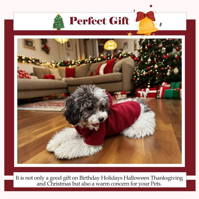 Теплий флісовий худі Nanaki для великих собак з отвором для повідка та капюшоном. Червоний, для хлопчиків та дівчаток, підходить для Біглів (XL, 68 см)