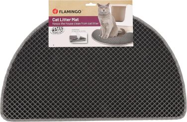 Килимок для котячого туалету Flamingo Matz, сірий, 65x40 см, нековзкий, міцний, для великих порід котів (Мейн-кун, Британська короткошерста, Рэгдолл, Норвезька лісова)