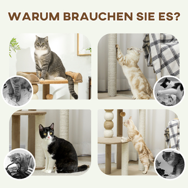PawHut Cat Tree 86 см Cat Tree з платформою для стрибків, ліжко, ігровий м'яч, кігтеточка для кішок з джутовими кігтеточками, для кішок до 7 кг, кава | Аосом