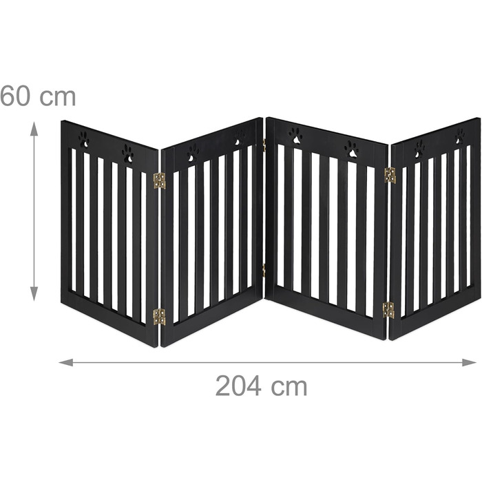 Захисне ворота для собак Relaxdays, 60 x 204 см, чорний, розкладне, MDF
