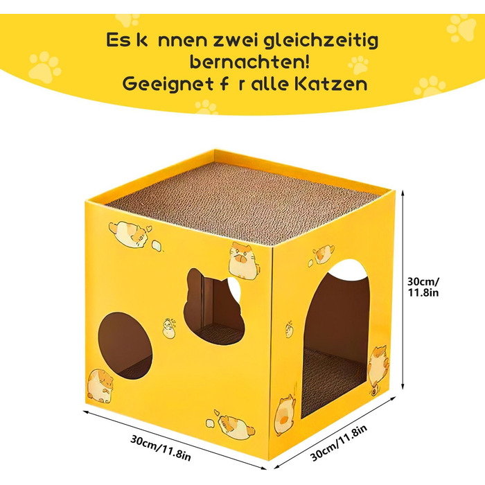 Картонна кігтеточка для котів, будиночок-кігтеточка 30x30x30 см, кігтеточки для котів, будиночок для котів з гофрокартону