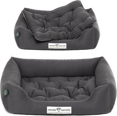 Ортопедичне екологічне ліжко для собак HOUND & NATURE Zürich S, сіре, 75x60 см, для малих порід, м'яке, двостороннє, флісове, знімний чохол, що переться