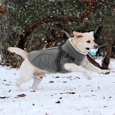 Теплий зимовий одяг для собак Citétoile: куртка з блискавкою, вітрозахисна, з відбиваючими смугами та нагрудником. Підходить для собак маленьких, середніх та великих порід. Сірий колір, розмір S.