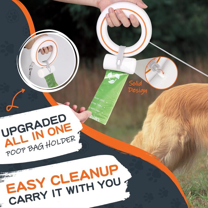 Рулетка для собак Moestar 3м, чорний/зелений, для малих та середніх порід, з відсіком для відходів