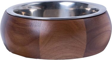 Миска для собак Dehner Lieblinge, 18.7 см, дерево/нержавіюча сталь, коричнева