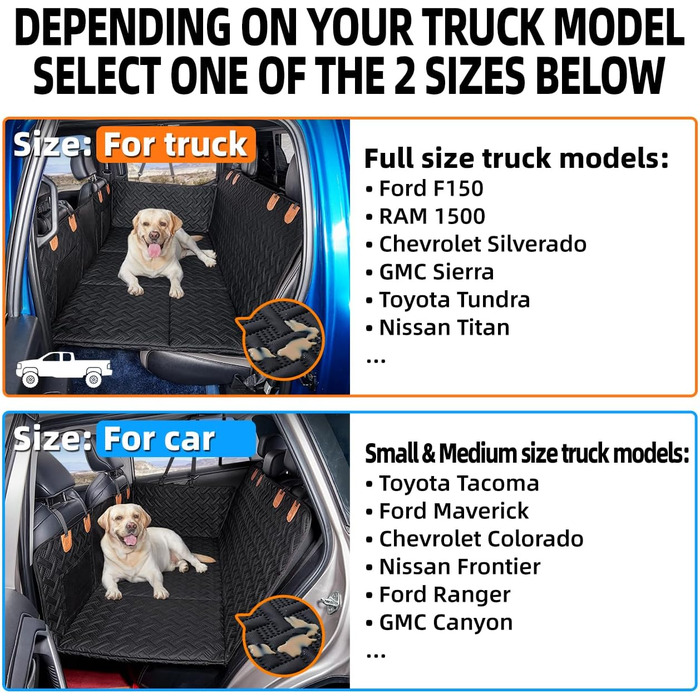 Подовжувач заднього сидіння для собак у вантажівки: LKW, F150, RAM1500, Silverado. Захисний чохол, гамак для собак. Міцний, для вантажних автомобілів