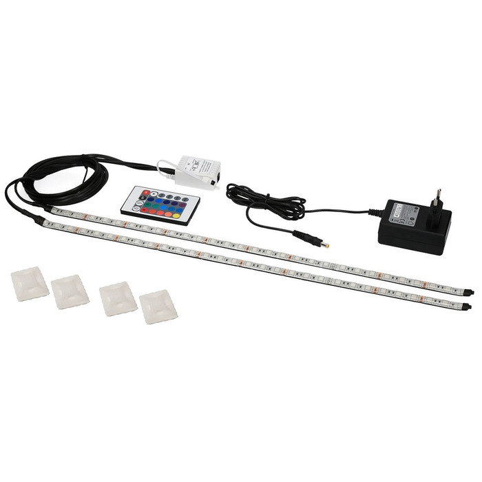 Світлодіодне освітлення для акваріума LED RGB з пультом керування, 2x70 см, 16 кольорів