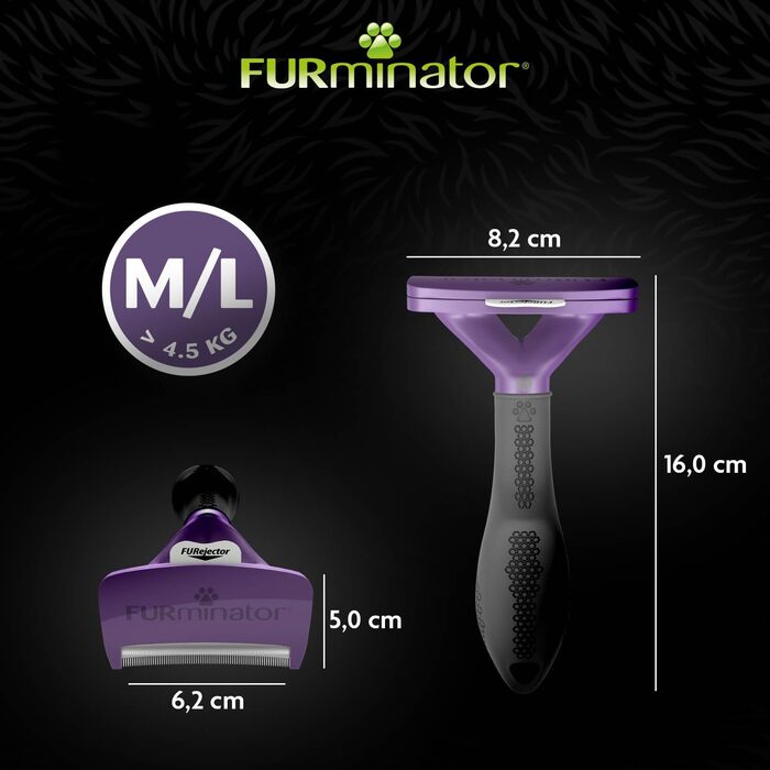 FURminator для котів M-L коротка шерсть – щітка для вичісування підшерстя середніх і великих котів