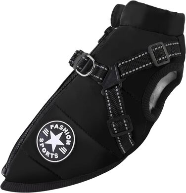 Зимовий теплий накид для собак Waerfeter Extreme 2.0 - чорний, 5XL, з відбиваючими смугами