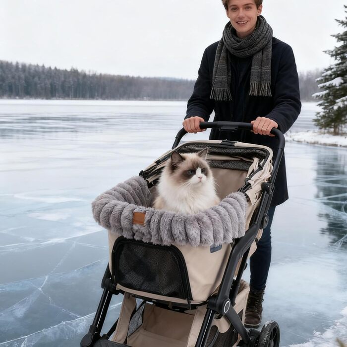 М'яка килимок для візка для дитини та домашніх тварин, теплий плюшевий, з магнітною застібкою, сірий