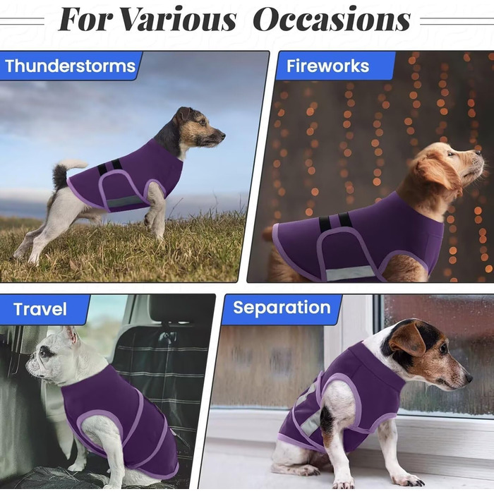 Жилет-заспокійник для собак IECOii, фіолетовий, S (обхват грудей 41-51 см), з відбиваючими смугами